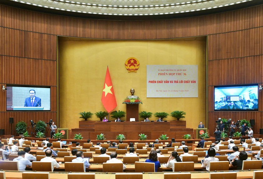 Phi&ecirc;n chất vấn v&agrave; trả lời chất vấn tại Phi&ecirc;n họp thứ 36 của Ủy ban Thường vụ Quốc hội. (Ảnh: quochoi.vn)