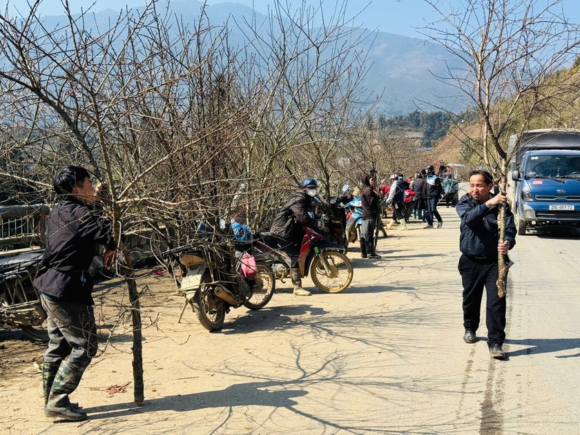 Nhiều hộ d&acirc;n kh&ocirc;ng c&oacute; phương tiện đi lại th&igrave; v&aacute;c đ&agrave;o đi bộ từ bản xuống đường.