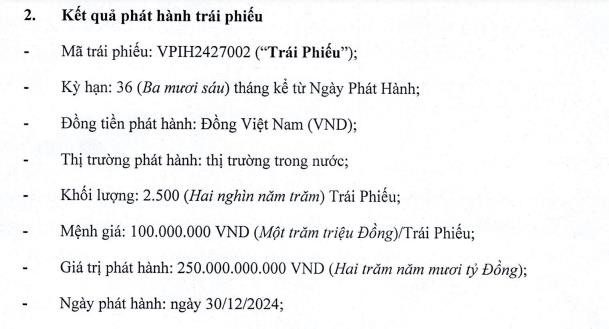 Đầu tư Văn Ph&amp;#250; - Invest (VPI) huy động th&amp;#224;nh c&amp;#244;ng 250 tỷ đồng tr&amp;#225;i phiếu chỉ trong một ng&amp;#224;y - Ảnh 1