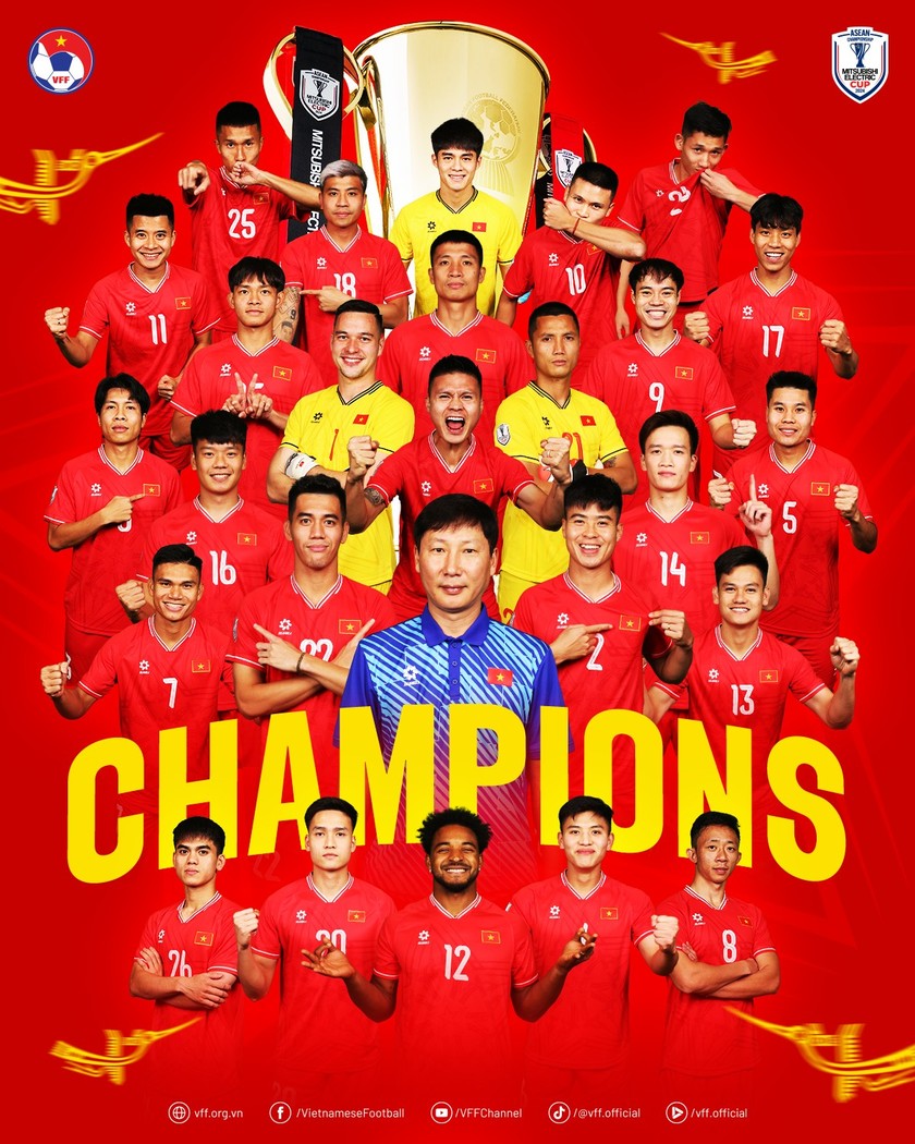 Th&agrave;nh c&ocirc;ng của đội tuyển nam Việt Nam tại AFF Cup khiến cho cuộc đua tranh Quả b&oacute;ng V&agrave;ng 2024 th&ecirc;m hấp dẫn. (Ảnh: VFF)