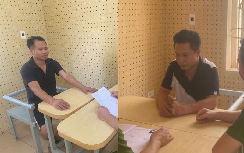 Hai đối tượng Nguyễn Văn Hưởng v&agrave; La Văn Tuấn. Ảnh: C&ocirc;ng an tỉnh Vĩnh Ph&uacute;c