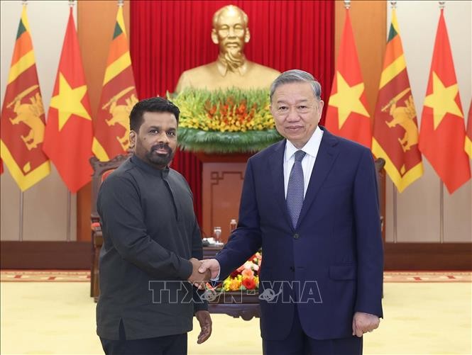 Tổng B&iacute; thư T&ocirc; L&acirc;m tiếp Tổng thống Sri Lanka Anura Kumara Dissanayaka. Ảnh: Thống Nhất/TTXVN
