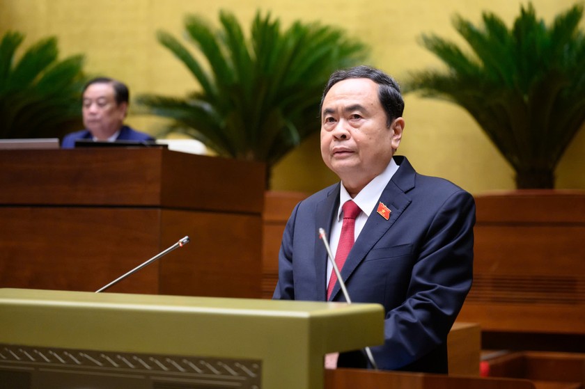 Chủ tịch Quốc hội Trần Thanh Mẫn ph&aacute;t biểu khai mạc Kỳ họp thứ 9. (Ảnh: Cổng TTĐTQH)