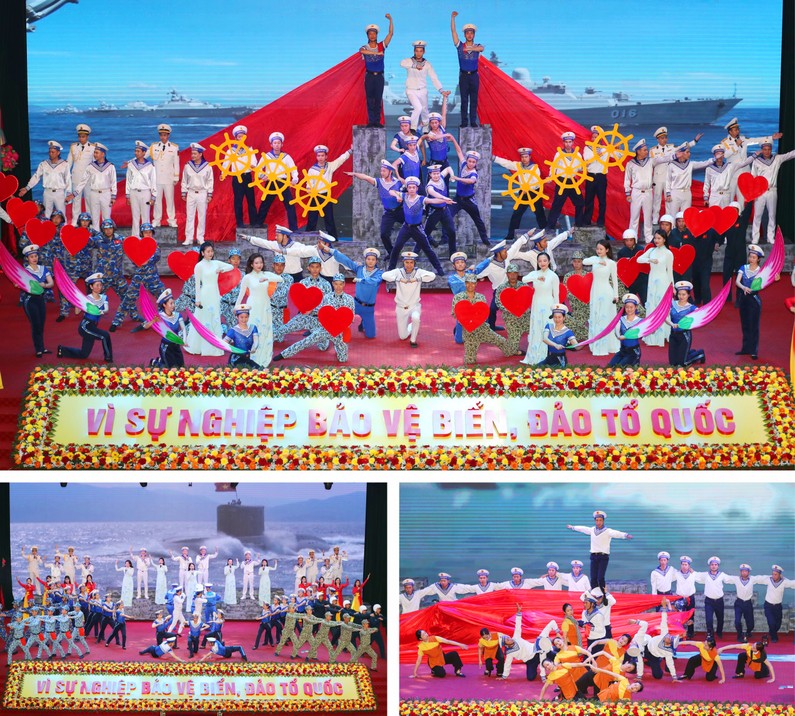 Các tiết mục văn nghệ đặc sắc, kì công tái hiện lịch sử hình thành và phát triển của lực lượng tại buổi lễ Kỷ niệm 70 năm ngày thành lập Hải quân nhân dân Việt Nam
