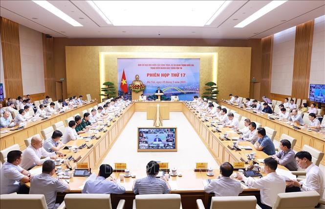 Phi&ecirc;n họp thứ 17 của Ban Chỉ đạo nh&agrave; nước c&aacute;c c&ocirc;ng tr&igrave;nh, dự &aacute;n quan trọng quốc gia, trọng điểm của ng&agrave;nh giao th&ocirc;ng vận tải. Ảnh: Dương Giang/TTXVN