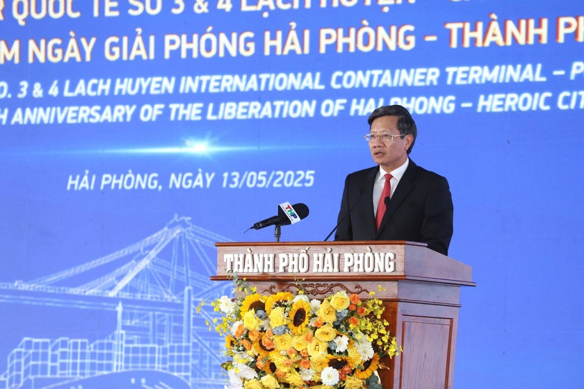 Ph&oacute; Chủ tịch Thường trực UBND TP Hải Ph&ograve;ng - &ocirc;ng L&ecirc; Anh Qu&acirc;n ph&aacute;t biểu tại buổi Lễ.