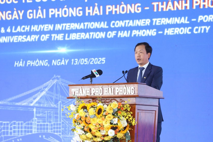 &Ocirc;ng Phạm Hồng Minh - Chủ tịch HĐQT Cảng Hải Ph&ograve;ng ph&aacute;t biểu tại lễ kh&aacute;nh th&agrave;nh.