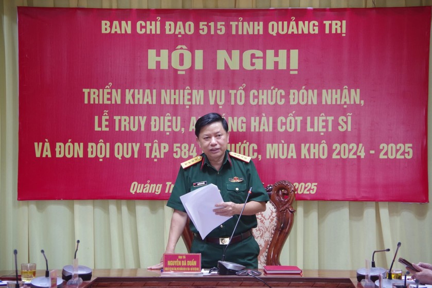 Đại t&aacute; Nguyễn B&aacute; Duẩn, Ph&oacute; B&iacute; thư Đảng ủy Qu&acirc;n sự, Ch&iacute;nh ủy Bộ CHQS tỉnh &ndash; Ph&oacute; Trưởng BCĐ 515 tỉnh kết luận hội nghị.