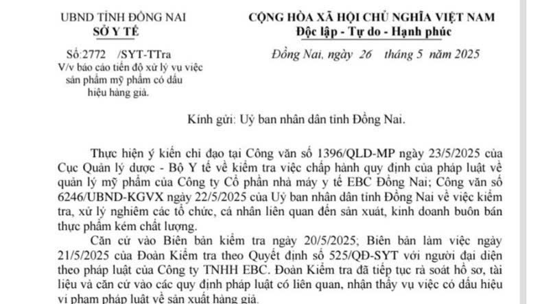 C&ocirc;ng ty CP Nh&agrave; m&aacute;y Y tế EBC Đồng Nai.