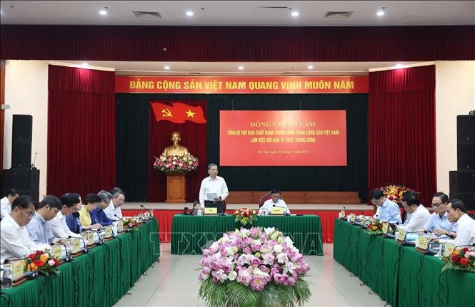 Tổng B&iacute; thư T&ocirc; L&acirc;m ph&aacute;t biểu chỉ đạo. Ảnh: Thống Nhất/TTXVN