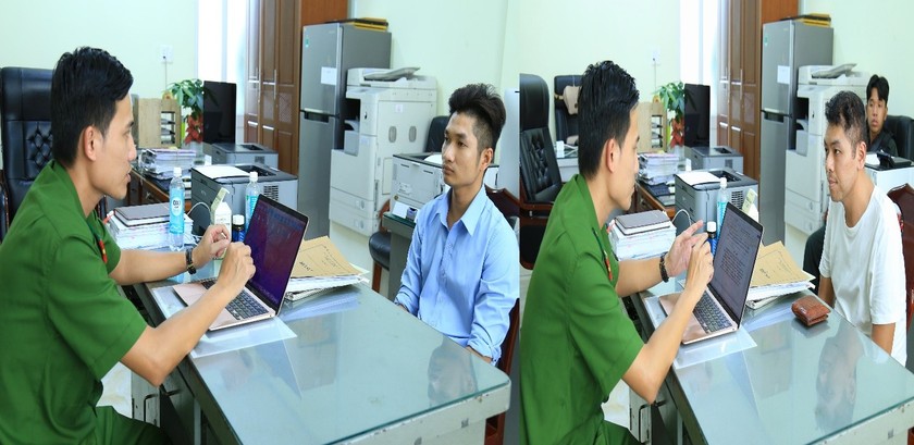 C&ocirc;ng an lấy lời khai của c&aacute;c đối tượng