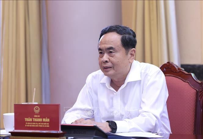 Chủ tịch Quốc hội Trần Thanh Mẫn ph&aacute;t biểu. Ảnh: L&acirc;m Kh&aacute;nh/TTXVN