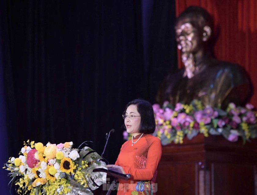 B&agrave; Nguyễn Thị Thanh - Ủy vi&ecirc;n Ban Chấp h&agrave;nh Trung ương Đảng, Ph&oacute; Chủ tịch Quốc hội ph&aacute;t biểu chỉ đạo. (Ảnh: T.Ư Đo&agrave;n)