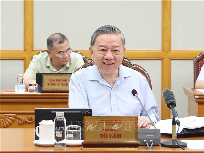 Tổng B&iacute; thư T&ocirc; L&acirc;m ph&aacute;t biểu. Ảnh: Thống Nhất/TTXVN