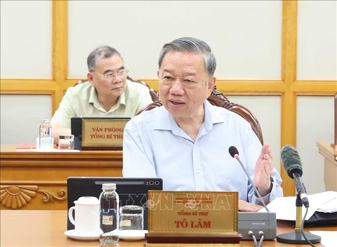 Tổng B&iacute; thư T&ocirc; L&acirc;m ph&aacute;t biểu. Ảnh: Thống Nhất/TTXVN