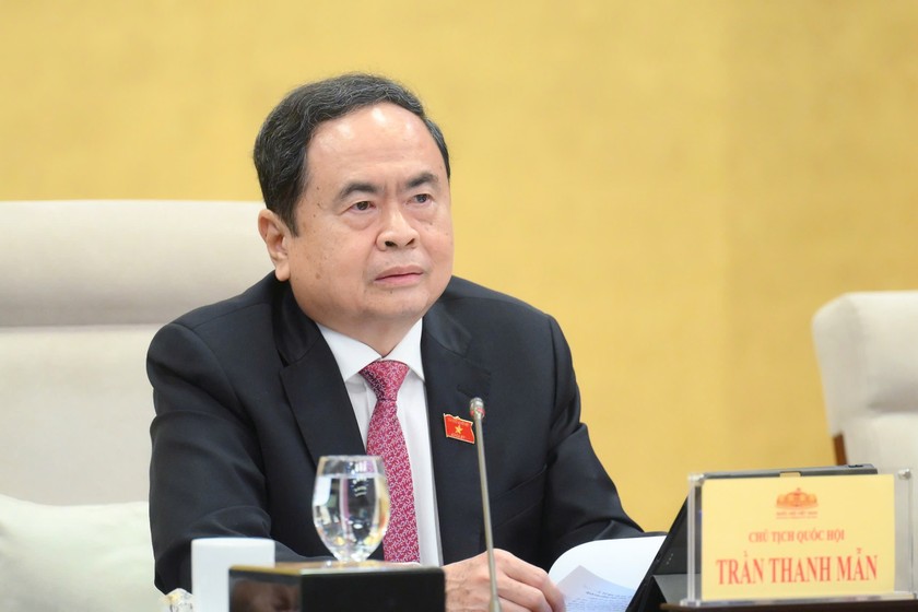 Chủ tịch Quốc hội Trần Thanh Mẫn ph&aacute;t biểu tại phi&ecirc;n họp. (Ảnh: Cổng TTĐTQH)