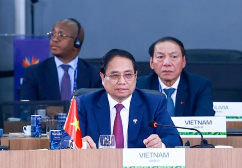 Thủ tướng Ch&iacute;nh phủ Phạm Minh Ch&iacute;nh ph&aacute;t biểu tại Phi&ecirc;n thảo luận cấp cao BRICS mở rộng về
