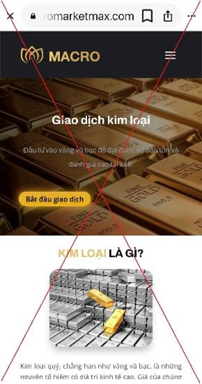 Trang web đầu tư s&agrave;n v&agrave;ng lừa đảo