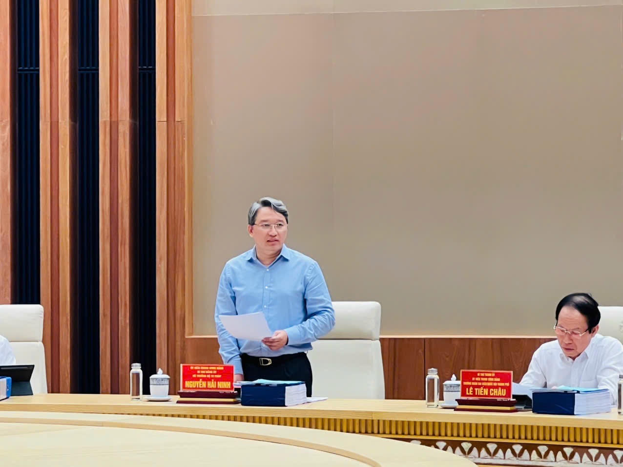 Bộ trưởng Bộ Tư ph&aacute;p Nguyễn Hải Ninh ph&aacute;t biểu.
