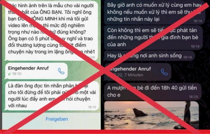 Tin nhắn c&aacute;c đối tượng đe dọa nạn nh&acirc;n. Ảnh: CA.