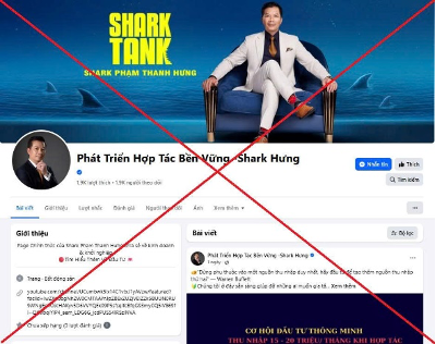 Một trang facebook mạo danh &ocirc;ng Phạm Th&agrave;nh Hưng (Shark Hưng) - Ảnh: C&ocirc;ng an TP H&agrave; Nội