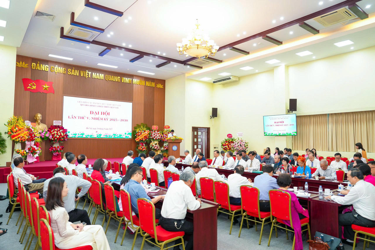 To&agrave;n cảnh Đại hội lần thứ V nhiệm kỳ 2025-2030 của Quỹ H&ograve;a b&igrave;nh v&agrave; Ph&aacute;t triển Việt Nam.