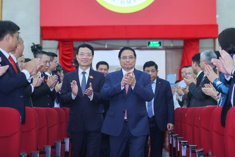 Ủy vi&ecirc;n Bộ Ch&iacute;nh trị, B&iacute; thư Đảng ủy Ch&iacute;nh phủ, Thủ tướng Ch&iacute;nh phủ Phạm Minh Ch&iacute;nh dự Đại hội Đảng bộ Bộ Khoa học v&agrave; C&ocirc;ng nghệ lần thứ nhất, nhiệm kỳ 2025-2030 - Ảnh: VGP/Nhật Bắc