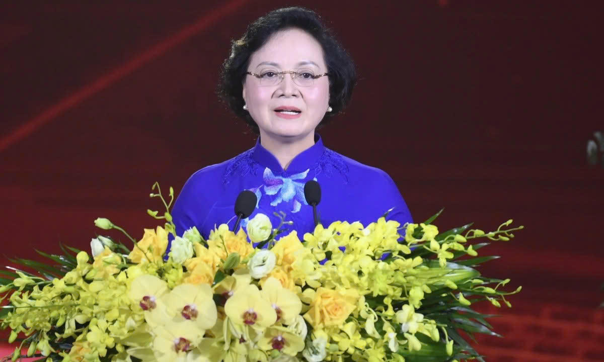 Bộ trưởng Bộ Nội vụ Phạm Thị Thanh Tr&agrave; ph&aacute;t biểu tại Lễ kỷ niệm. Ảnh: PV