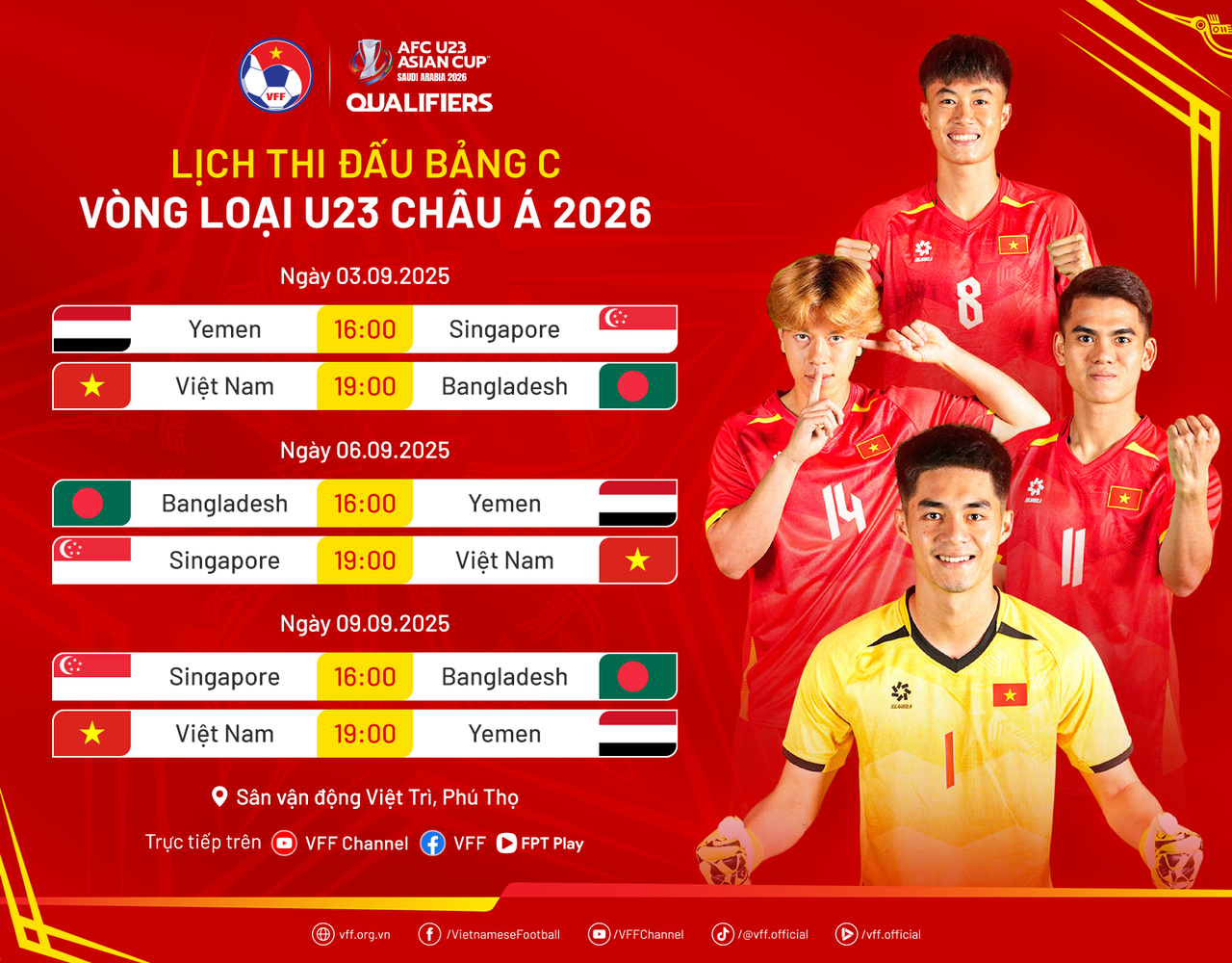 Đối thủ cạnh tranh trực tiếp với U23 Việt Nam đã có mặt tại Việt Trì