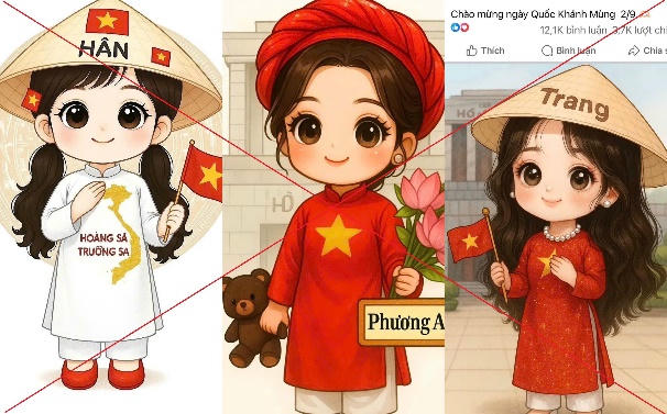 AI tạo ra h&igrave;nh ảnh &aacute;o d&agrave;i in bản đồ Việt Nam thiếu quần đảo Ho&agrave;ng Sa - Trường Sa (Ảnh: C&ocirc;ng an TP H&agrave; Nội)