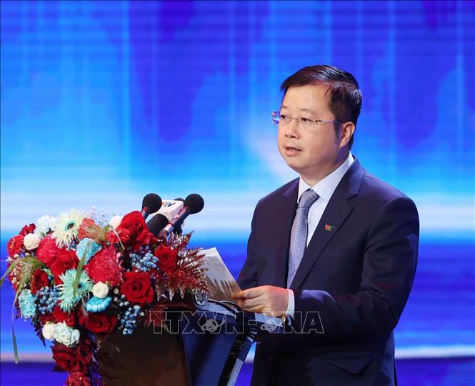 Tổng Gi&aacute;m đốc Đ&agrave;i Truyền h&igrave;nh Việt Nam Nguyễn Thanh L&acirc;m đọc diễn văn tại buổi Lễ. Ảnh: TTXVN