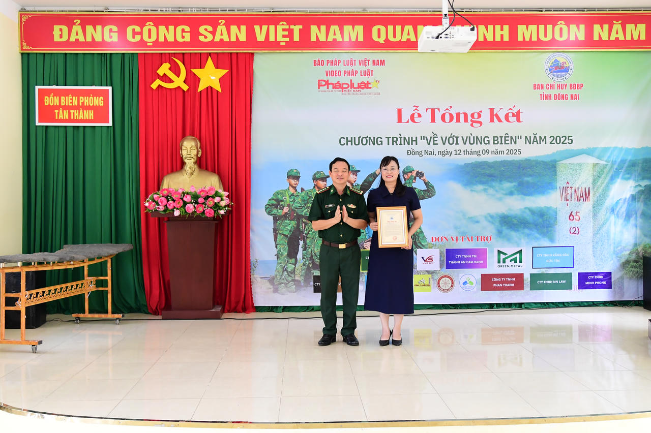 Bộ Chỉ huy qu&acirc;n sự tỉnh Đồng Nai gửi thư Cảm ơn đến B&aacute;o Ph&aacute;p luật Việt Nam