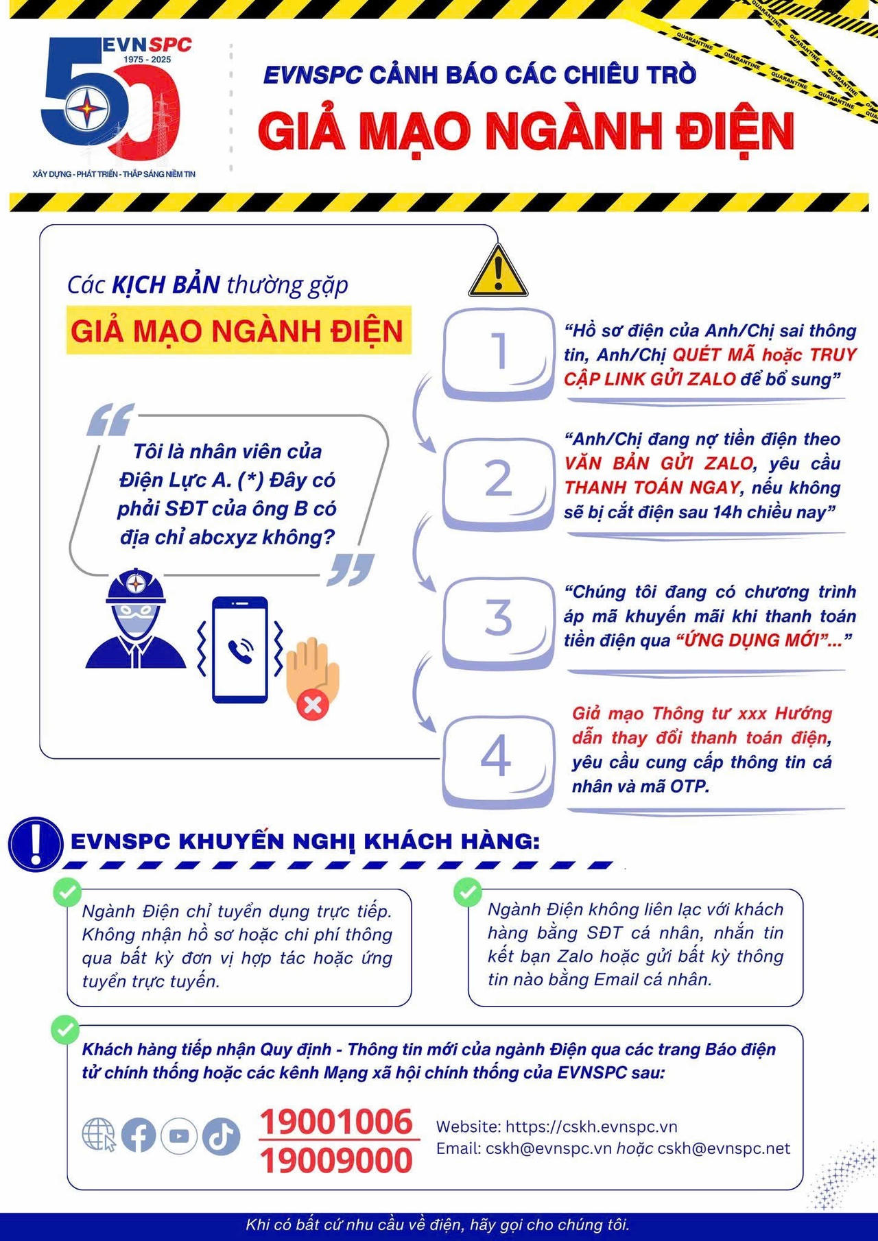 EVNSPC cảnh b&aacute;o khẩn về chi&ecirc;u lừa mới nguy cơ chiếm đoạt tiền tỷ