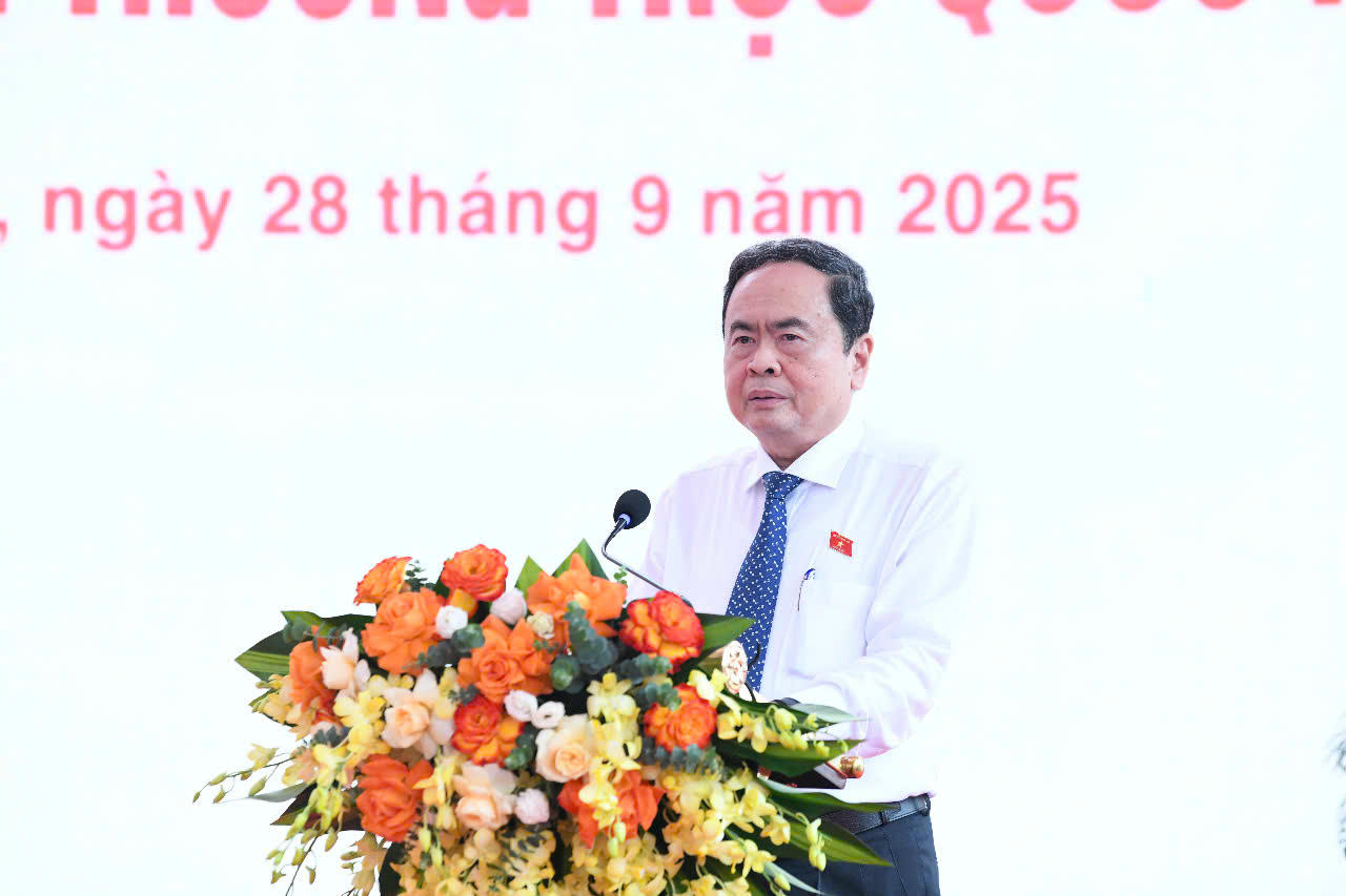Chủ tịch Quốc hội Trần Thanh Mẫn ph&aacute;t biểu tại buổi Lễ. (Ảnh: N.L)