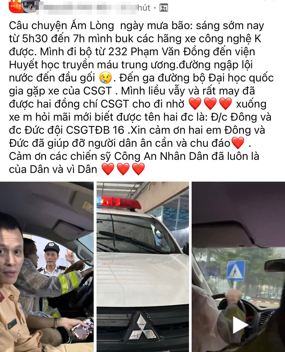 B&agrave;i đăng tr&ecirc;n mạng x&atilde; hội của bệnh nh&acirc;n N.P.Y gửi lời cảm ơn tới C&aacute;n bộ chiến sĩ Ph&ograve;ng CSGT số 6.