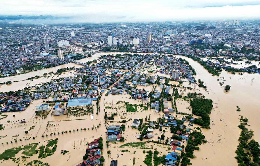 Lũ tr&ecirc;n s&ocirc;ng Cầu đoạn qua địa phận phường Linh Sơn, tỉnh Th&aacute;i Nguy&ecirc;n.