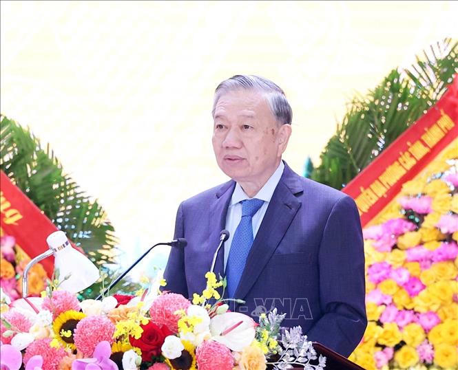 Tổng B&iacute; thư T&ocirc; L&acirc;m ph&aacute;t biểu tại lễ kỷ niệm.&nbsp; Ảnh: Thống Nhất/TTXVN