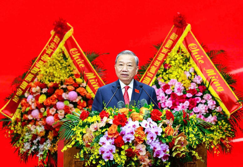 Tổng B&iacute; thư T&ocirc; L&acirc;m ph&aacute;t biểu chỉ đạo Đại hội - Ảnh VGP/Nhật Bắc