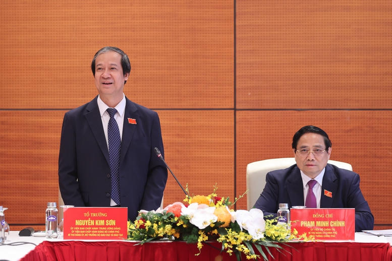 Bộ trưởng Bộ Gi&aacute;o dục v&agrave; Đ&agrave;o tạo Nguyễn Kim Sơn ph&aacute;t biểu - Ảnh: VGP/Nhật Bắc