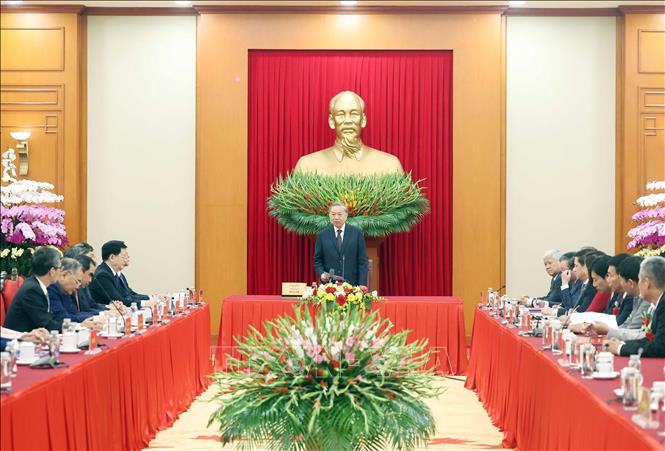 Tổng B&iacute; thư T&ocirc; L&acirc;m ph&aacute;t biểu. Ảnh: Thống Nhất/TTXVN