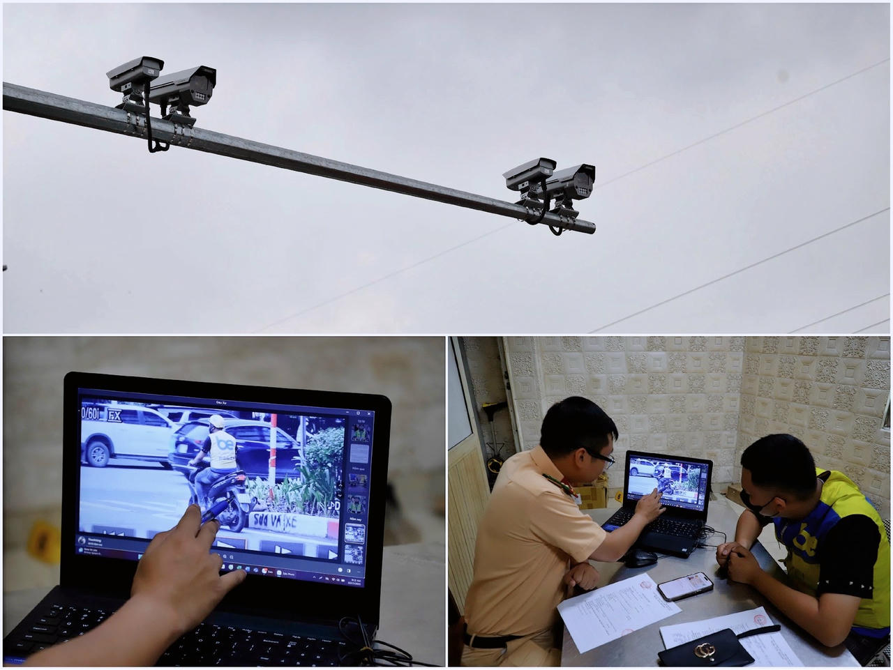 Hệ thống camera ghi nhận vi phạm giao th&ocirc;ng.