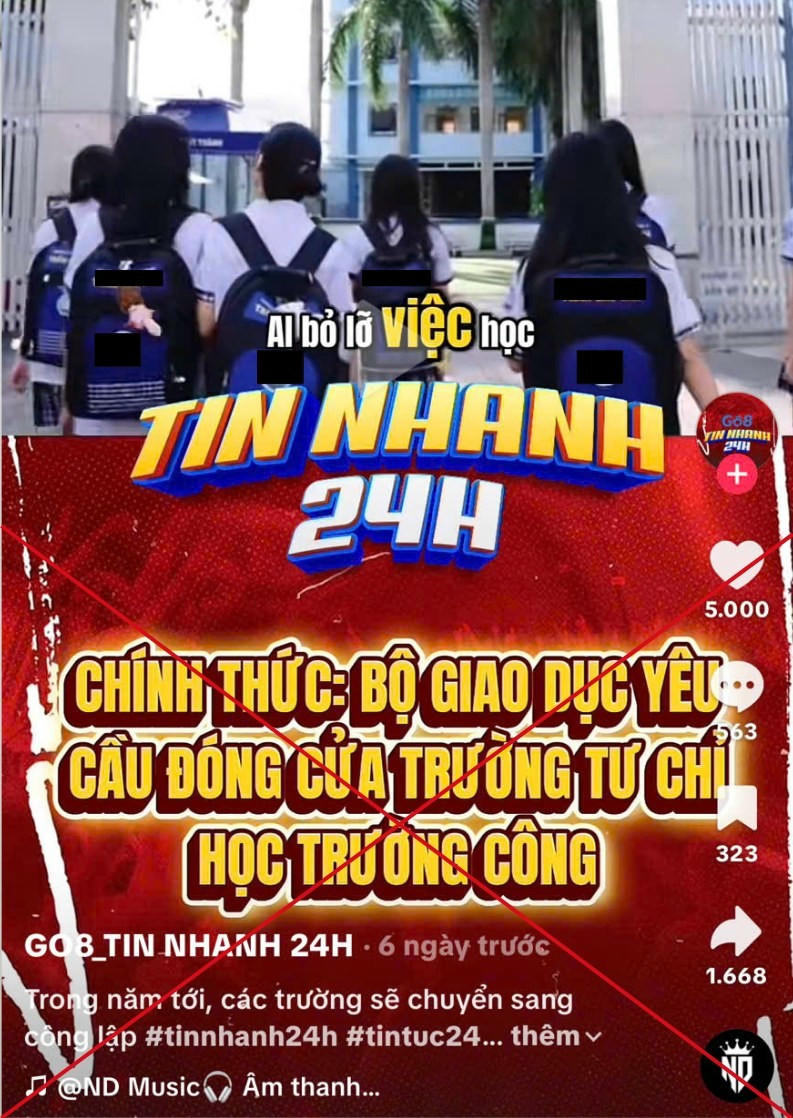Bộ GD&amp;amp;ĐT cảnh b&aacute;o tin giả về việc giải t&aacute;n cơ sở gi&aacute;o dục ngo&agrave;i c&ocirc;ng lập