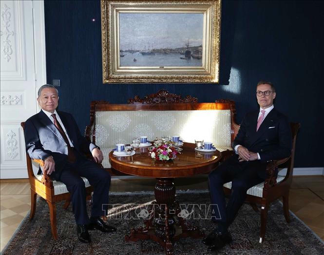 Tổng B&iacute; thư T&ocirc; L&acirc;m v&agrave; Tổng thống Alexander Stubb hội đ&agrave;m hẹp - Ảnh: TTXVN