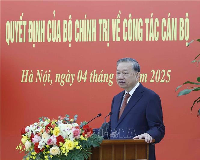 Tổng B&iacute; thư T&ocirc; L&acirc;m ph&aacute;t biểu chỉ đạo v&agrave; giao nhiệm vụ. Ảnh: Thống Nhất/TTXVN