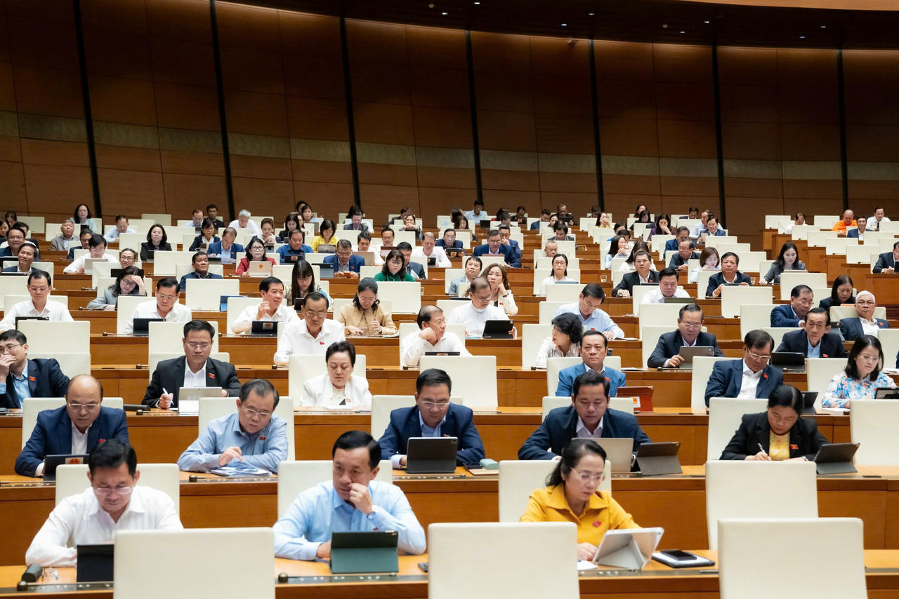 C&aacute;c đại biểu tham dự phi&ecirc;n họp chiều ng&agrave;y 10/11 tại hội trường.  (Ảnh trong b&agrave;i: quochoi.vn)
