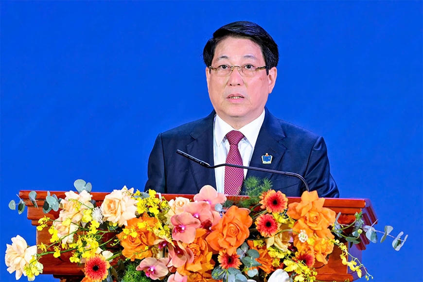 Chủ tịch nước Lương Cường ph&aacute;t biểu tại buổi lễ