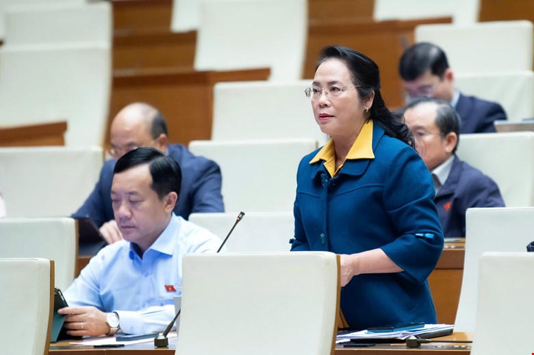 Đại biểu Trần Kim Yến ph&aacute;t biểu tại phi&ecirc;n họp.