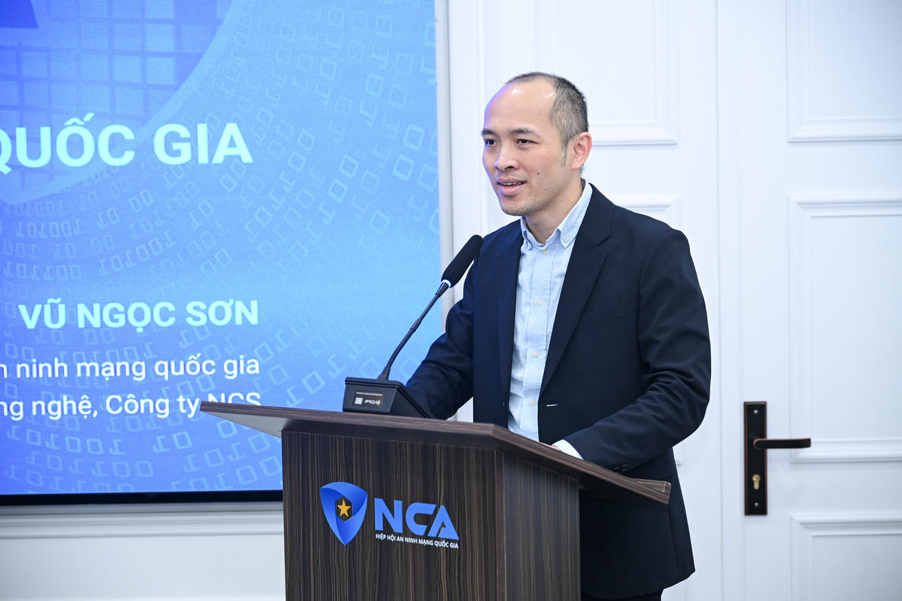 &Ocirc;ng  Vũ Ngọc Sơn, Trưởng Ban Nghi&ecirc;n cứu, tư vấn, ph&aacute;t triển c&ocirc;ng nghệ v&agrave; Hợp t&aacute;c quốc tế, Hiệp hội An ninh mạng Quốc gia