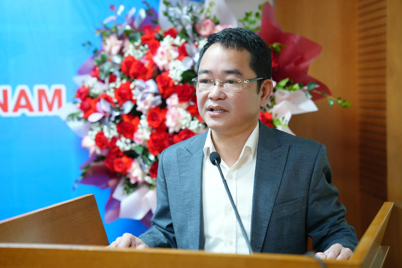 B&iacute; thư Đảng ủy, Tổng Bi&ecirc;n tập B&aacute;o Ph&aacute;p luật Việt Nam Vũ Ho&agrave;i Nam phát bi&ecirc;̉u chỉ đạo.