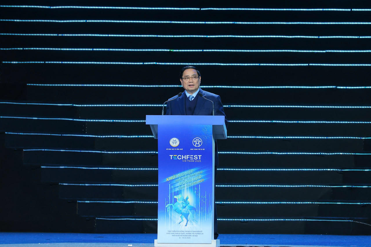 Thủ tướng Phạm Minh Ch&iacute;nh ph&aacute;t biểu tại sự kiện (Ảnh: Bộ KH&amp;amp;amp;CN)